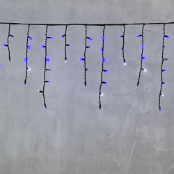 Гирлянда Бахрома 3,1 x 0,5 м Синяя с Мерцанием Белого Диода 220В, 120 LED, Провод Черный Каучук, IP65