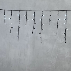Гирлянда Бахрома 3,1 x 0,5 м Белая с Мерцанием Белого Диода 220В, 120 LED, Провод Черный Каучук, IP65