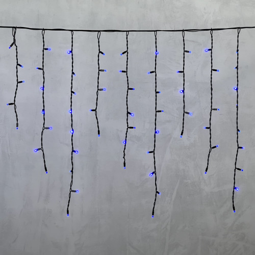 Гирлянда Бахрома 3,2 x 0,9 м Синяя 220В, 168 LED, Провод Черный Каучук, IP65