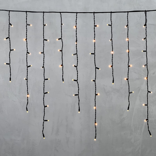 Гирлянда Бахрома 3,2 x 0,9 м Экстра Тепло-Белая 220В, 168 LED, Провод Черный Каучук, IP65