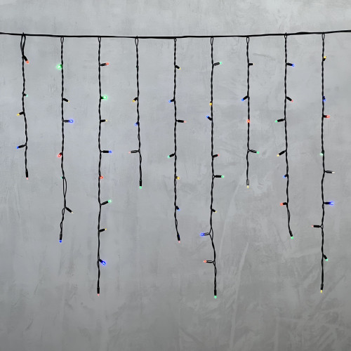 Гирлянда Бахрома 3,2 x 0,9 м Разноцветная 220В, 168 LED, Провод Черный Каучук, IP65