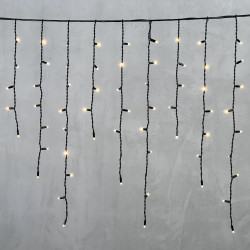 Гирлянда Бахрома 3,2 x 0,9 м Тепло-Белая 220В, 168 LED, Провод Черный Каучук, IP65