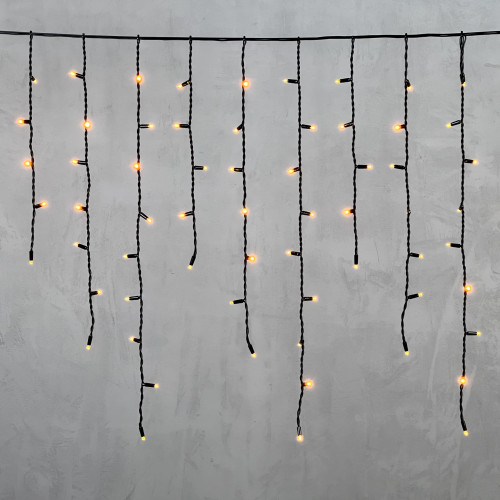 Гирлянда Бахрома 3,2 x 0,9 м Желтая, 168 LED, Провод Черный Каучук, IP65