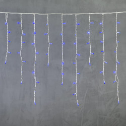Гирлянда Бахрома 3,2 х 0,9 м Синяя, 168 LED, Белый Провод Каучук, IP65