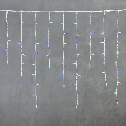 Гирлянда Бахрома 3,2 x 0,9 м Разноцветная 220В, 168 LED, Провод Белый Каучук, IP65