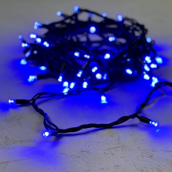 Гирлянда Нить 10м Синяя 24В, 75 LED, Провод Черный Каучук, IP65