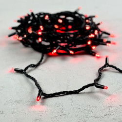 Гирлянда Нить 10м Красная 24В, 75 LED, Провод Черный Каучук, IP65