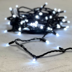 Гирлянда Нить 10м Белая 24В, 75 LED, Провод Черный Каучук, IP65
