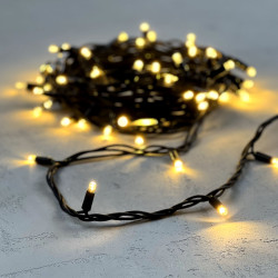 Гирлянда Нить 10м Тепло-Белая 220В, 75 LED, Провод Черный Каучук, IP65