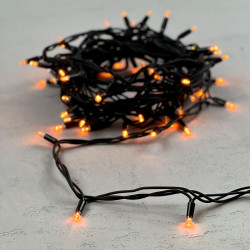 Гирлянда Нить 10м Желтая 220В, 75 LED, Провод Черный Каучук, IP65