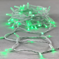 Гирлянда Нить 10м Зеленая 24В, 75 LED, Провод Белый Каучук, IP65