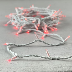Гирлянда Нить 10м Красная 24В, 75 LED, Провод Белый Каучук, IP65