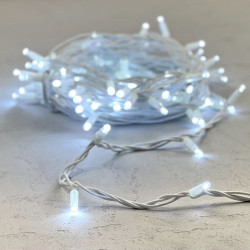 Гирлянда Нить 10м Белая 220В, 75 LED, Провод Белый Каучук, IP65
