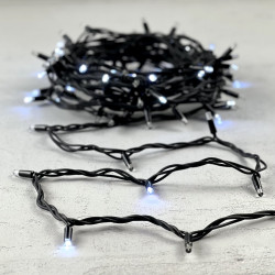 Гирлянда Нить 10м Белая с Мерцанием Каждого Диода 220В, 75 LED, Провод Черный Каучук, IP65