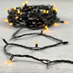 Гирлянда Нить 10м Желтая с Мерцанием Каждого Диода 220В, 75 LED, Провод Черный Каучук, IP65