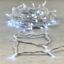Гирлянда Нить 10м Белая с Мерцанием Белого Диода 220В, 75 LED, Провод Белый Каучук, IP65