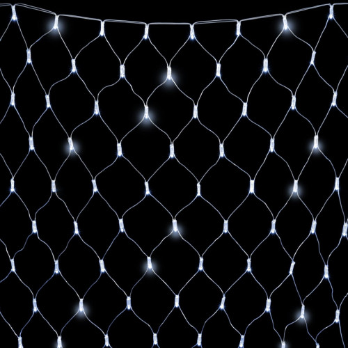 Светодиодная Сеть с Колпачком 2 x 2 м Белая с Мерцанием Белого Диода 220В, 256 LED, Провод Прозрачный ПВХ, IP65