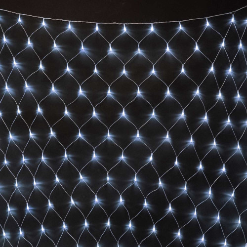 Светодиодная Сеть 2 x 3 м Белая с Контроллером 220В, 384 LED, Провод Прозрачный ПВХ, IP54