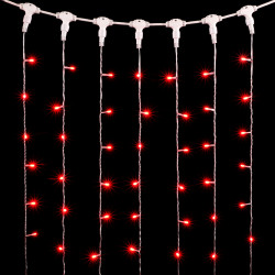 Гирлянда Занавес 2 x 1 м Красный 220В, 200 LED, Провод Прозрачный ПВХ, IP54