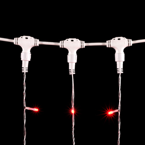 Гирлянда Занавес 2 x 1 м Красный 220В, 200 LED, Провод Прозрачный ПВХ, IP54