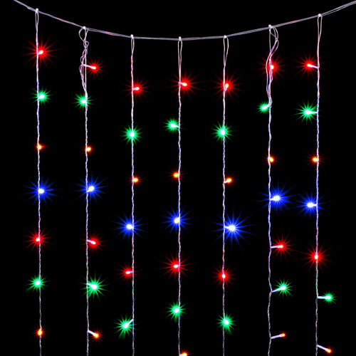 Гирлянда Занавес Облегченный 2 x 2 м Разноцветный 220В, 400 LED, Провод Прозрачный ПВХ, IP54