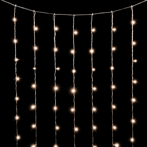 Гирлянда Занавес Облегченный 2 x 2 м Тепло-Белый 220В, 400 LED, Провод Прозрачный ПВХ, IP54