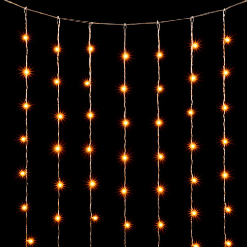 Гирлянда Занавес Облегченный 2 x 2 м Желтый 220В, 400 LED, Провод Прозрачный ПВХ, IP54