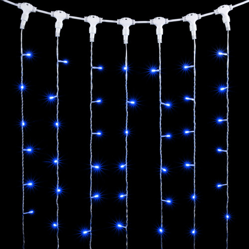 Гирлянда Занавес 2 x 2 м Синий 220В, 400 LED, Провод Прозрачный ПВХ, IP54