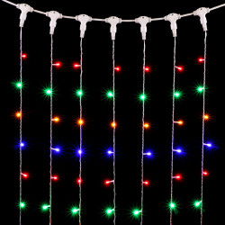 Гирлянда Занавес 2 x 2 м Разноцветный 220В, 400 LED, Провод Прозрачный ПВХ, IP54