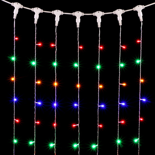 Гирлянда Занавес 2 x 2 м Разноцветный 220В, 400 LED, Провод Прозрачный ПВХ, IP54