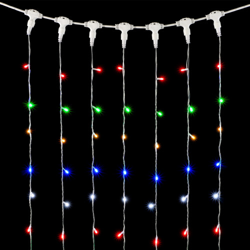Гирлянда Занавес 2 x 2 м Разноцветный с Мерцанием Белого Диода 220В, 400 LED, Провод Прозрачный ПВХ, IP54