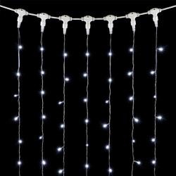 Гирлянда Занавес 2 x 2 м Белый с Мерцанием Белого Диода 220В, 400 LED, Провод Прозрачный ПВХ, IP54