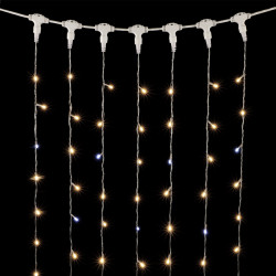 Гирлянда Занавес 2 x 2 м Тепло-Белый с Мерцанием Белого Диода 220В, 400 LED, Провод Прозрачный ПВХ, IP54