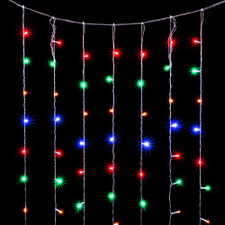 Гирлянда Занавес Облегченный 2 x 3 м Разноцветный 220В, 600 LED, Провод Прозрачный ПВХ, IP54