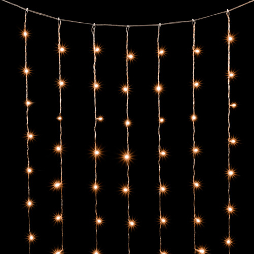 Гирлянда Занавес Облегченный 2 x 3 м Тепло-Белый 220В, 600 LED, Провод Прозрачный ПВХ, IP54
