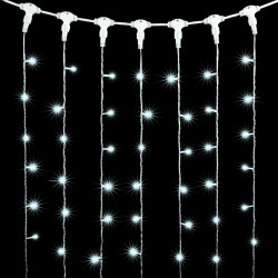 Гирлянда Занавес 1 x 6 м Белый 220В, 600 LED, Провод Прозрачный ПВХ, IP54