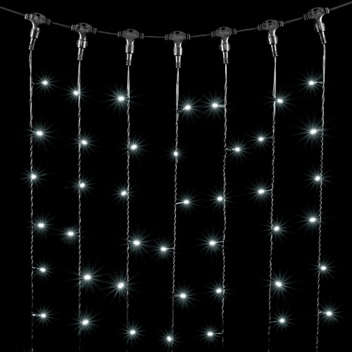 Гирлянда Занавес 1 x 6 м Белый 220В, 600 LED, Провод Черный ПВХ, IP54
