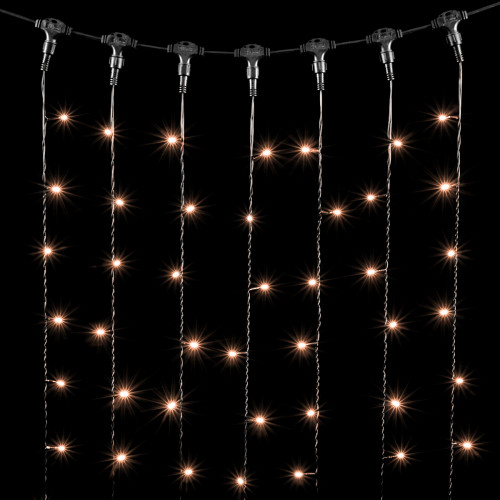 Гирлянда Занавес 2 x 3 м Экстра Тепло-Белый 220В, 600 LED, Провод Черный ПВХ, IP54