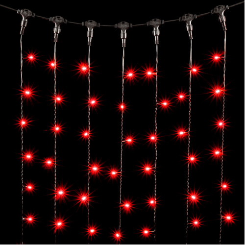 Гирлянда Занавес 2 x 3 м Красный 220В, 600 LED, Провод Черный ПВХ, IP54