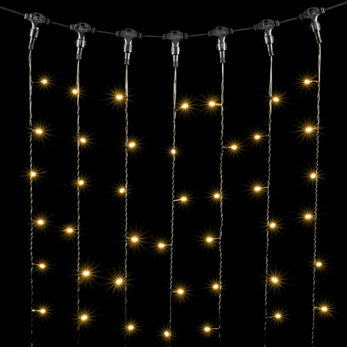 Гирлянда Занавес 2 x 3 м Тепло-Белый 220В, 600 LED, Провод Черный ПВХ, IP54