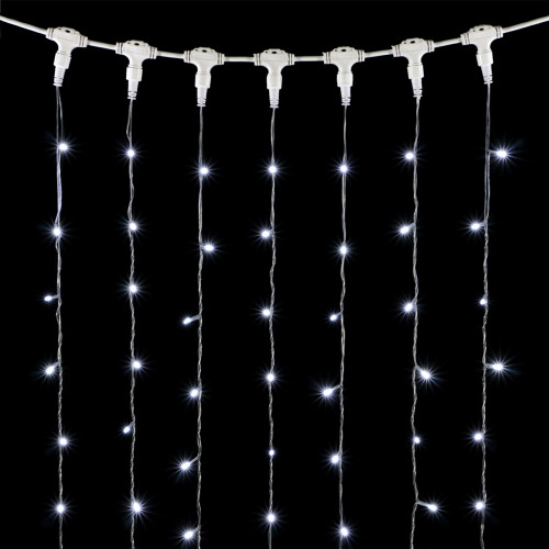 Гирлянда Занавес 2 x 3 м Белый с Мерцанием Белого Диода 220В, 600 LED, Провод Прозрачный ПВХ, IP54