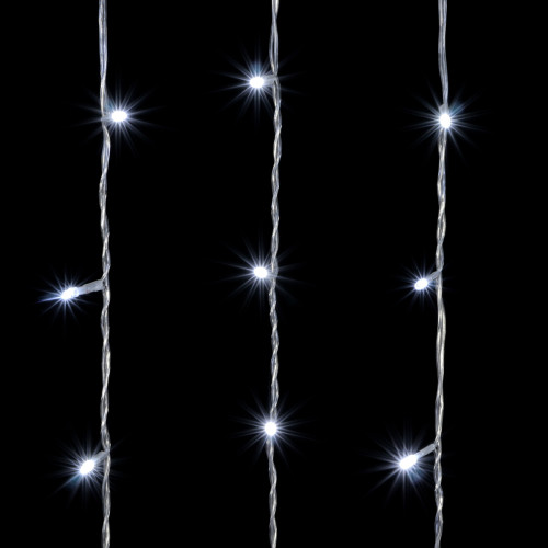 Гирлянда Занавес 2 x 3 м Белый с Мерцанием Белого Диода 220В, 600 LED, Провод Прозрачный ПВХ, IP54