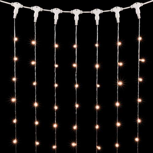 Гирлянда Занавес с Колпачком 2 x 3 м Экстра Тепло-Белый 220В, 600 LED, Провод Прозрачный ПВХ, IP65