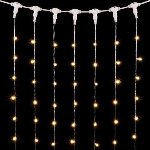 Гирлянда Занавес с Колпачком 2 x 3 м Тепло-Белый 220В, 600 LED, Провод Прозрачный ПВХ, IP65