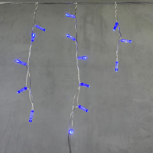 Гирлянда Бахрома с Колпачком 3,1 x 0,5 м Синяя 220В, 120 LED, Провод Прозрачный ПВХ, IP65