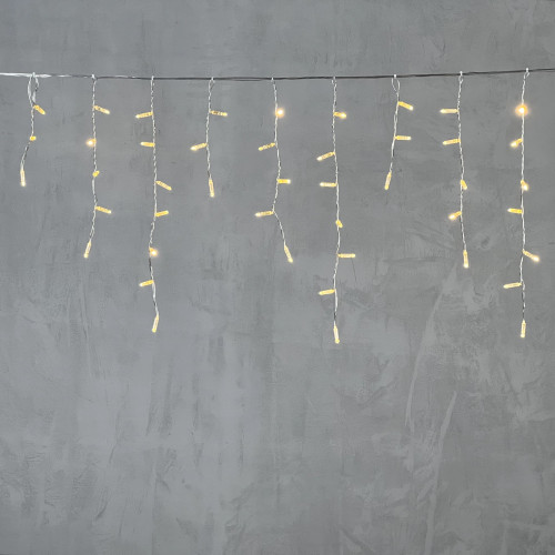 Гирлянда Бахрома с Колпачком 3,1 x 0,5 м Тепло-Белая 220В, 120 LED, Провод Прозрачный ПВХ, IP65