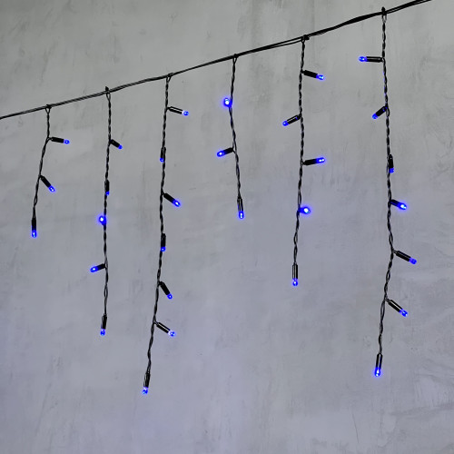 Гирлянда Бахрома с Колпачком 3,1 x 0,5 м Синяя 220В, 120 LED, Провод Черный ПВХ, IP65