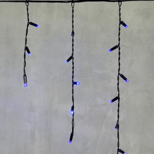 Гирлянда Бахрома с Колпачком 3,1 x 0,5 м Синяя 220В, 120 LED, Провод Черный ПВХ, IP65