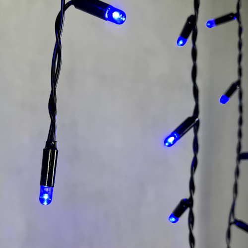 Гирлянда Бахрома с Колпачком 3,1 x 0,5 м Синяя 220В, 120 LED, Провод Черный ПВХ, IP65