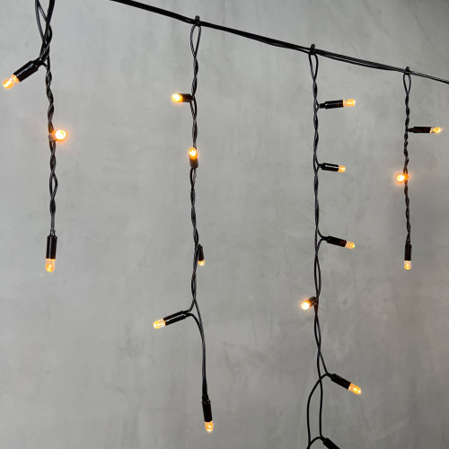 Гирлянда Бахрома с Колпачком 3,1 x 0,5 м Экстра Тепло-Белая 220В, 120 LED, Провод Черный ПВХ, IP65